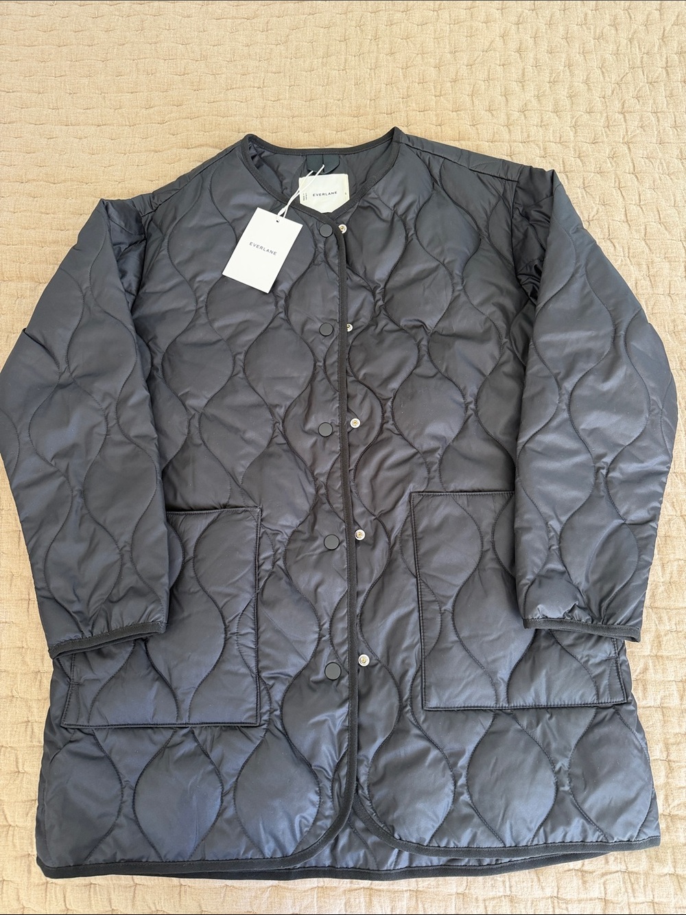 Everlane Quilted Snap-Front Jacket - Black